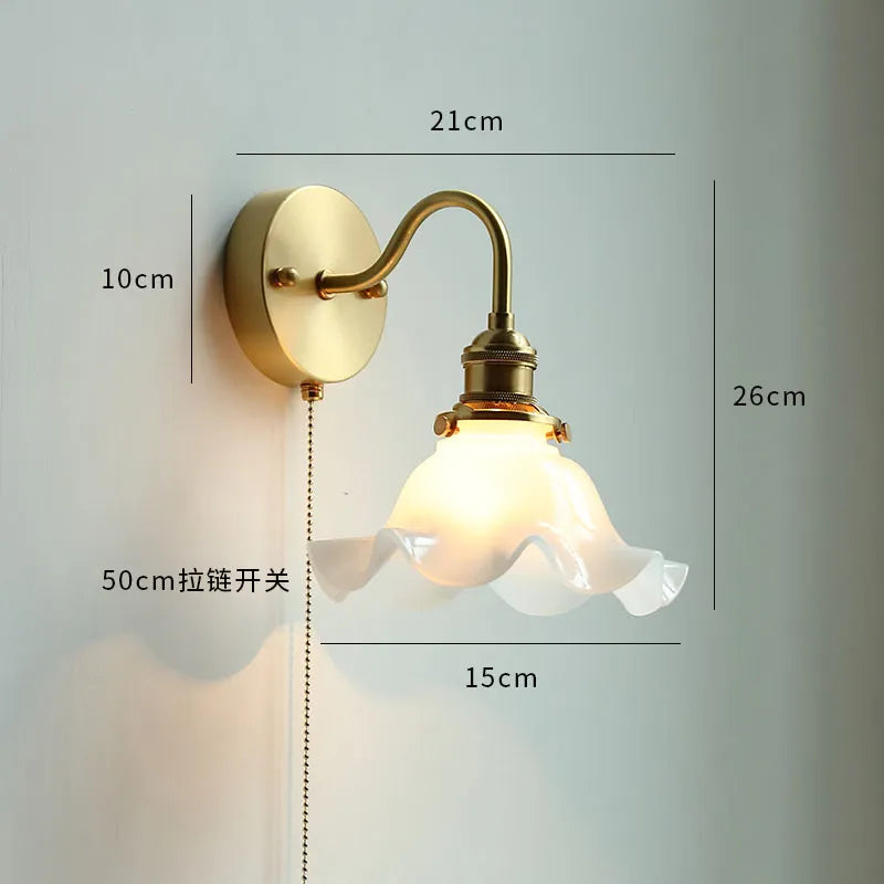 Modern Ceramic Wall Lamp with Pull Chain Switch - Stylish Lighting for Bathrooms, Mirrors, and Stairways