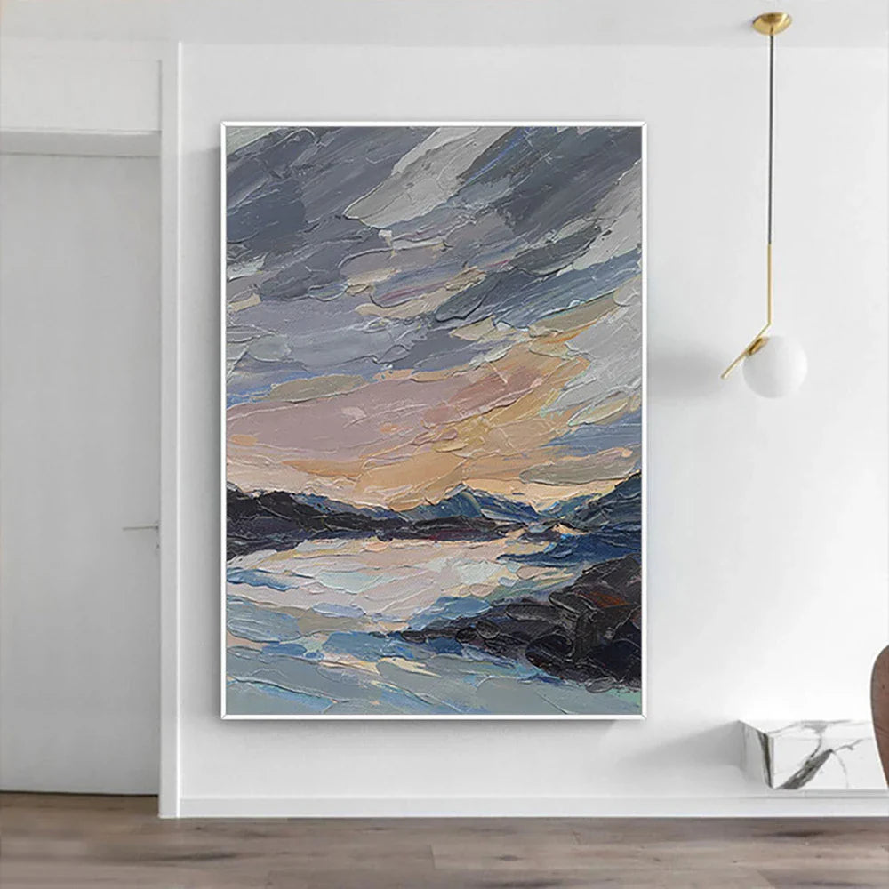 Gray yellow Oil Painting On Canvas Handmade Abstract Landscape Thick Oil Wall Art Hand Painted Large Sized Decoration Paintings