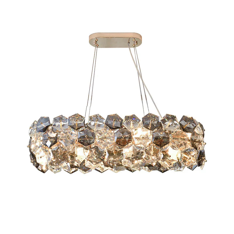 Post-modern Crystal Wrought Iron Chandelier - Elegance for Dining Rooms, Creative Living Rooms, and Glossy Suspension Lighting in Bedrooms