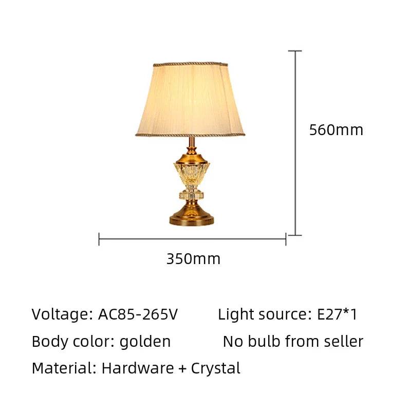 European Crystal Table Lamp - Elegant Bedside Light for Wedding, Hotel, and Bedroom Decor