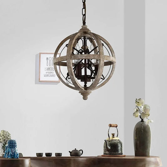Astra - Retro Solid Wood LED Hanging Chandelier