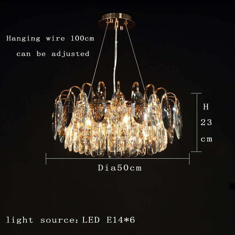 New Modern Crystal Chandelier - Luxurious Home Decor Lighting in Round Gold Design with LED Illumination