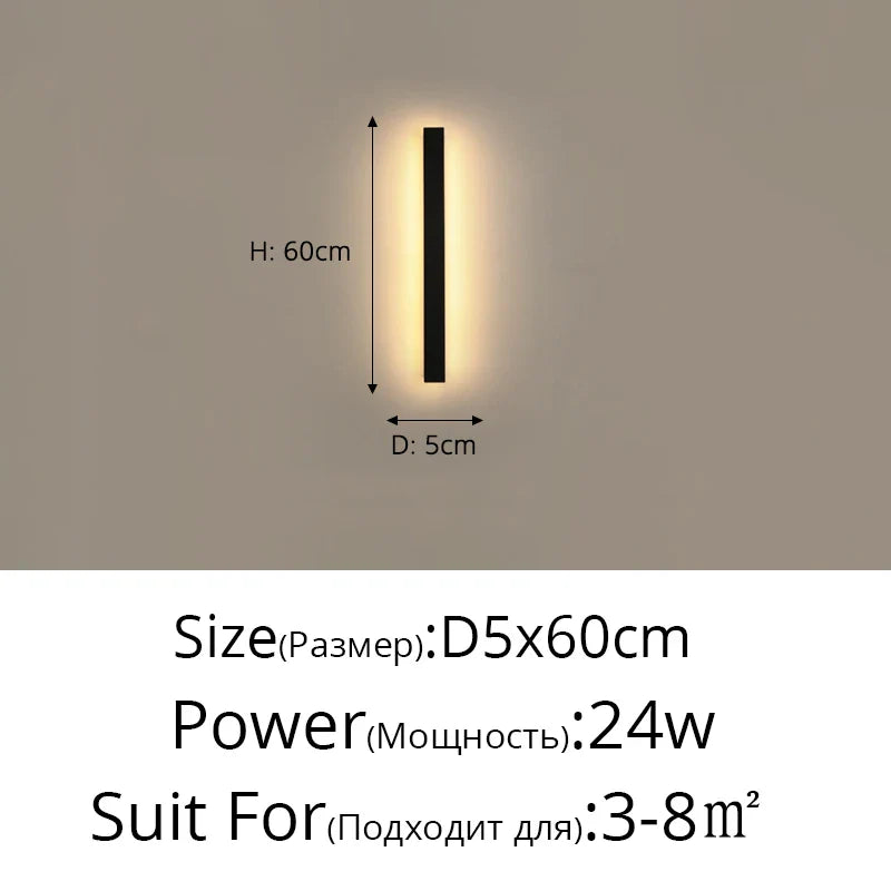 Sleek Outdoor Waterproof Long Strip Wall Lamps - Modern Elegance for Creative Villas, Courtyards, and Indoor LED Lighting