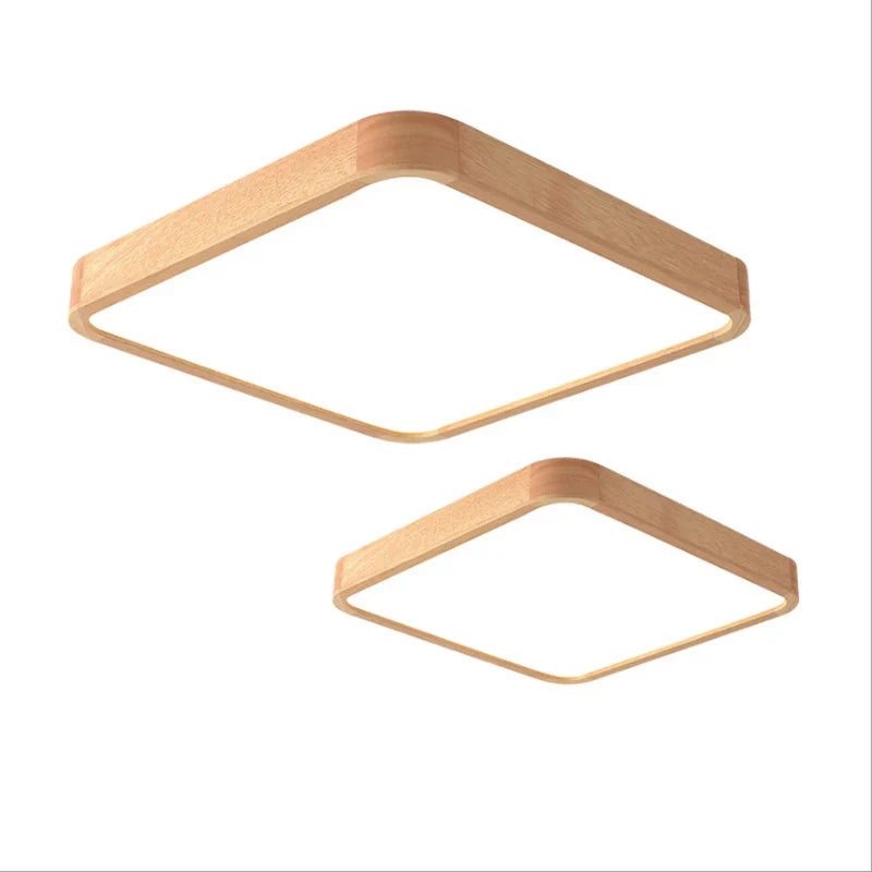 Modern Solid Wood LED Ceiling Light - Remote-Controlled Lighting Fixture for Room, Bedroom, Kitchen, and Bathroom