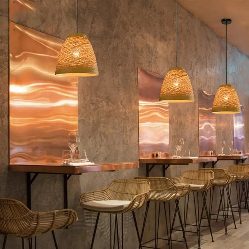 Bamboo Ceiling Lamp - Elegant Lighting for Hotel Restaurants, Tea Rooms, Cafes, and Lounge Decor