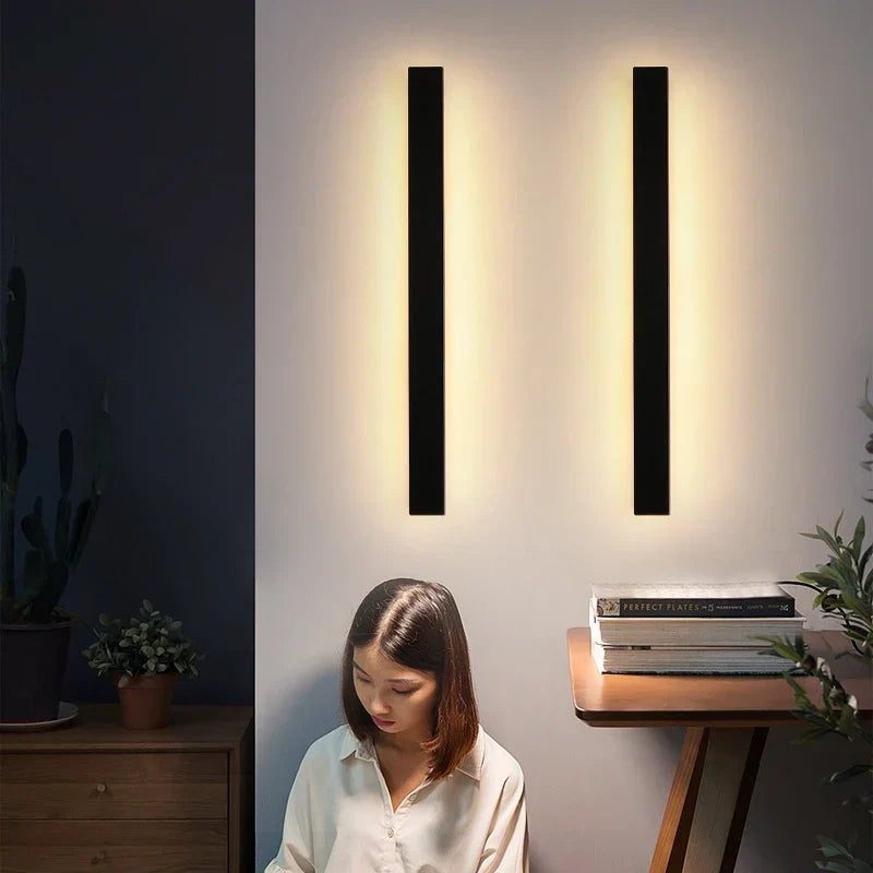 Sleek Outdoor Waterproof Long Strip Wall Lamps - Modern Elegance for Creative Villas, Courtyards, and Indoor LED Lighting