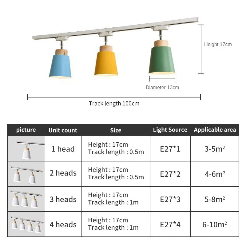 Macaron Nordic Track Light Modern COB Rail Spotlight Living Room Restaurant Wooden Ceiling Lights Commercial Shop Light
