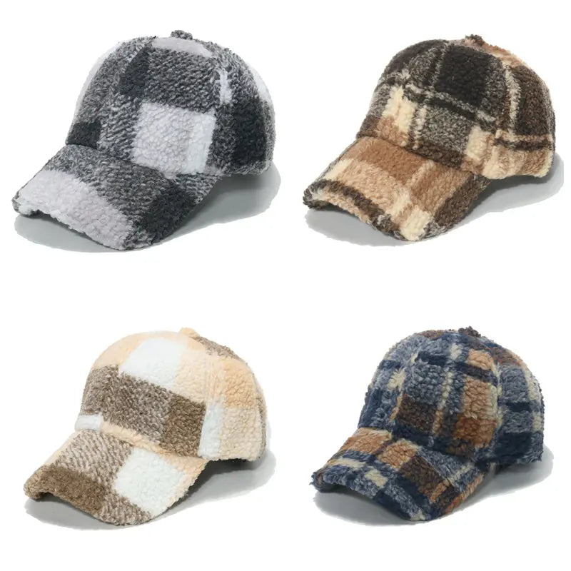 Lamb Wool Classic Plaid Baseball Cap