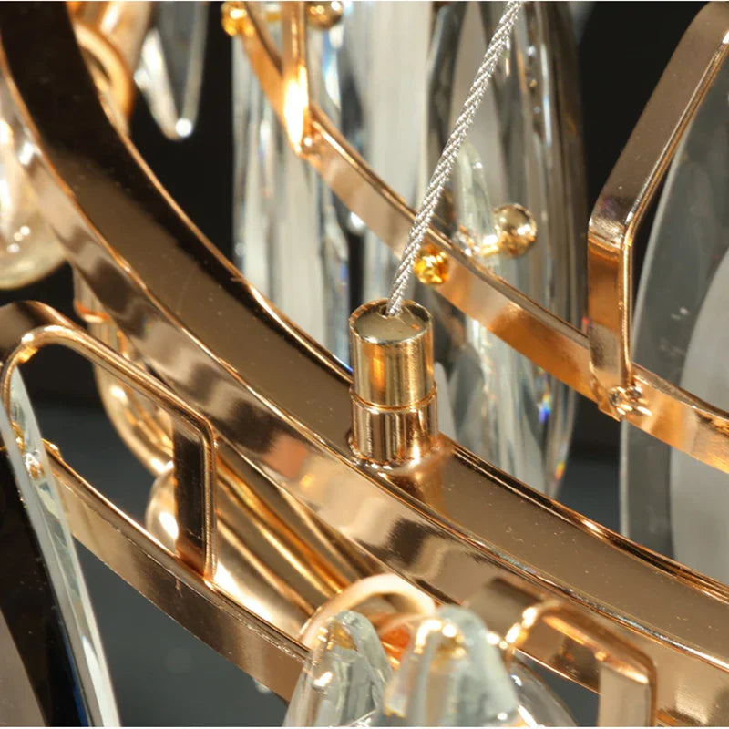 Elegant Round Gold LED Crystal Chandelier - A Modern Luxury Lighting Fixture for Dining Rooms, Living Rooms, and Home Decor