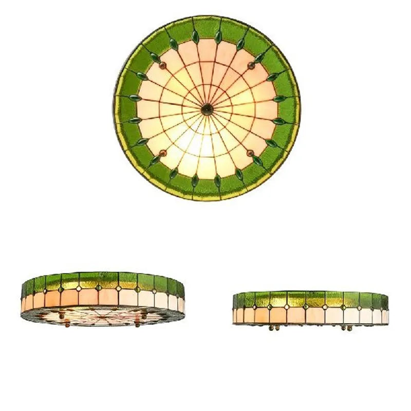 Vintage Mediterranean Tiffany Stained Glass Ceiling Lights - Elegance for Living, Dining, and Bedrooms