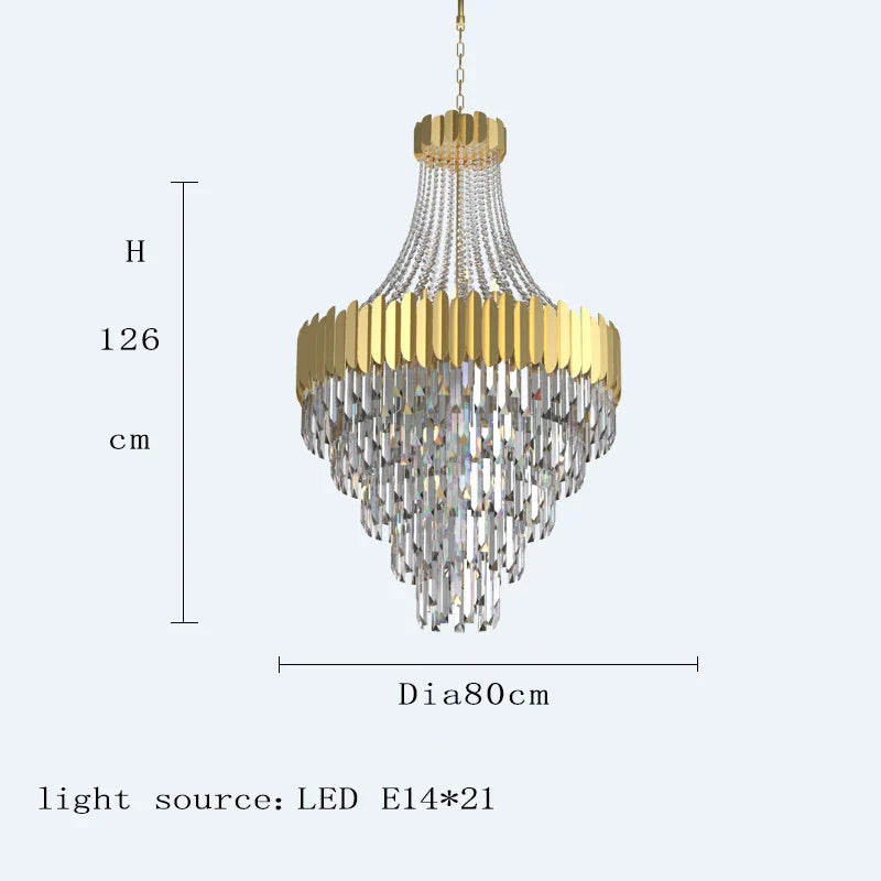 Modern Nordic Crystal Pendant Lights - Light Luxury Elegance for Villas, Hotels, and Double Staircase Living Spaces with LED Efficiency