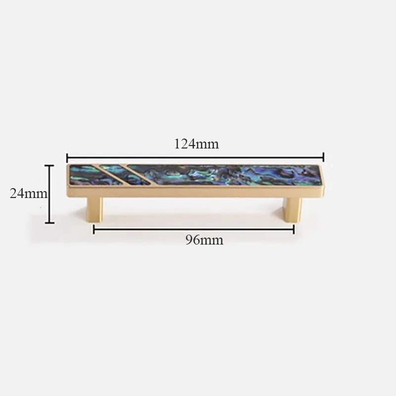 Brass Furniture Handle with Natural Shell – Modern Wardrobe, Drawer, and Dresser Knobs