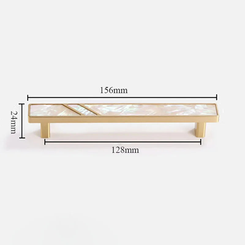 Brass Furniture Handle with Natural Shell – Modern Wardrobe, Drawer, and Dresser Knobs