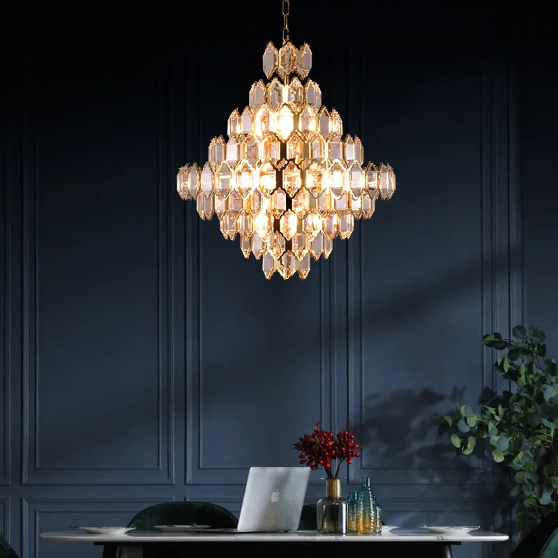 Modern Style Golden Luster Suspended Crystal Chandelier - Elegance for Living Rooms, Bedrooms, and Dining Spaces