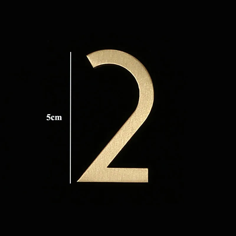 Golden Brass Door Numbers – Custom Decorative Wall Figures for Villas, Hotels, and Dormitories (5cm/7cm)