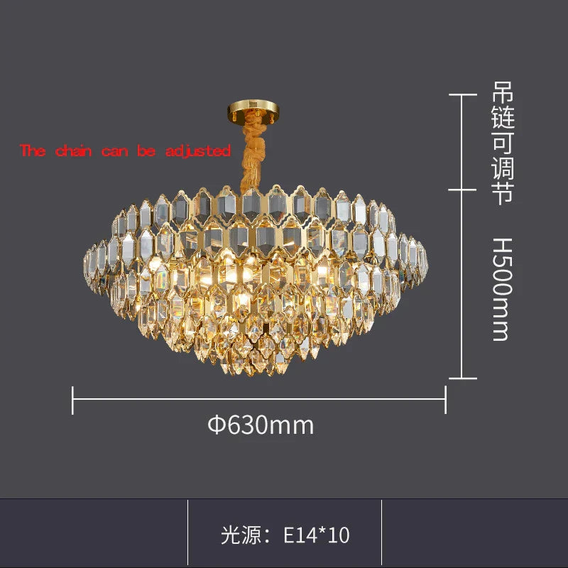 Modern Style Golden Luster Suspended Crystal Chandelier - Elegance for Living Rooms, Bedrooms, and Dining Spaces