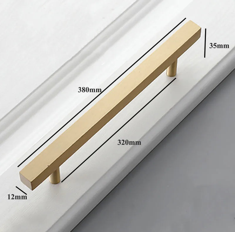 12x12mm Brass Wardrobe Handles – Modern Square Cabinet Pulls for Drawers and Dressers (50mm-380mm)