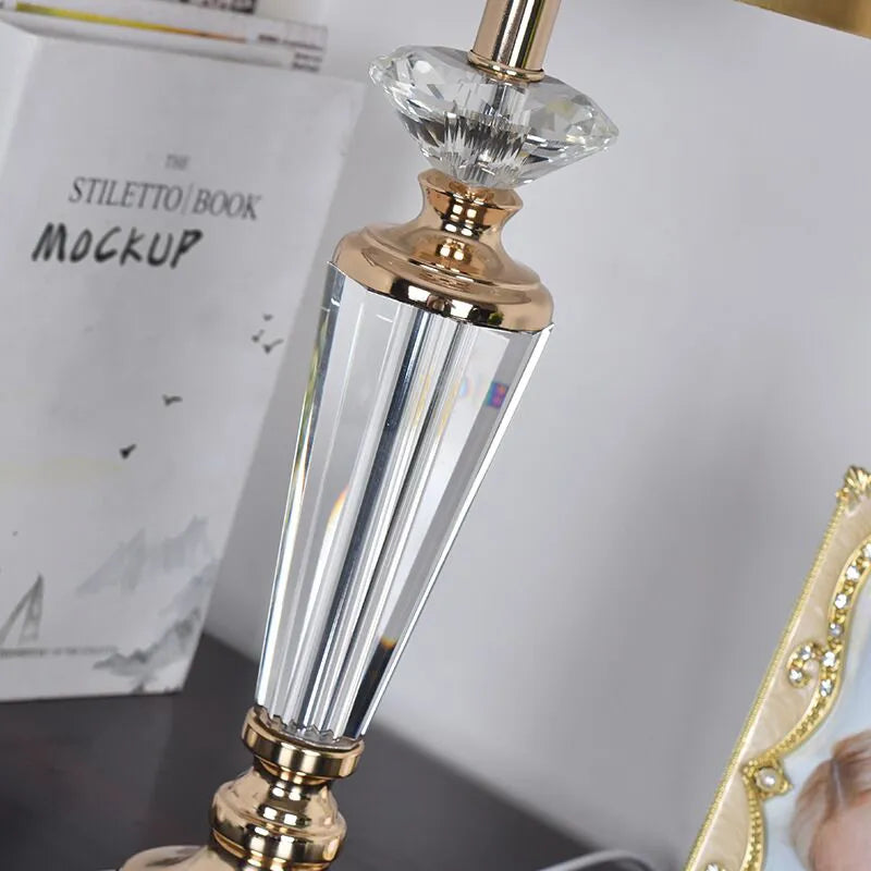 SAROK Modern Crystal Table Lamp - White Luxury LED Desk Lamp for Home and Office Decor