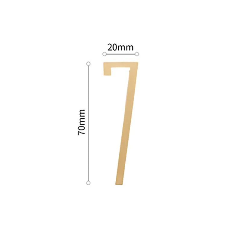 Golden Brass Door Numbers – Custom Decorative Wall Figures for Villas, Hotels, and Dormitories (5cm/7cm)