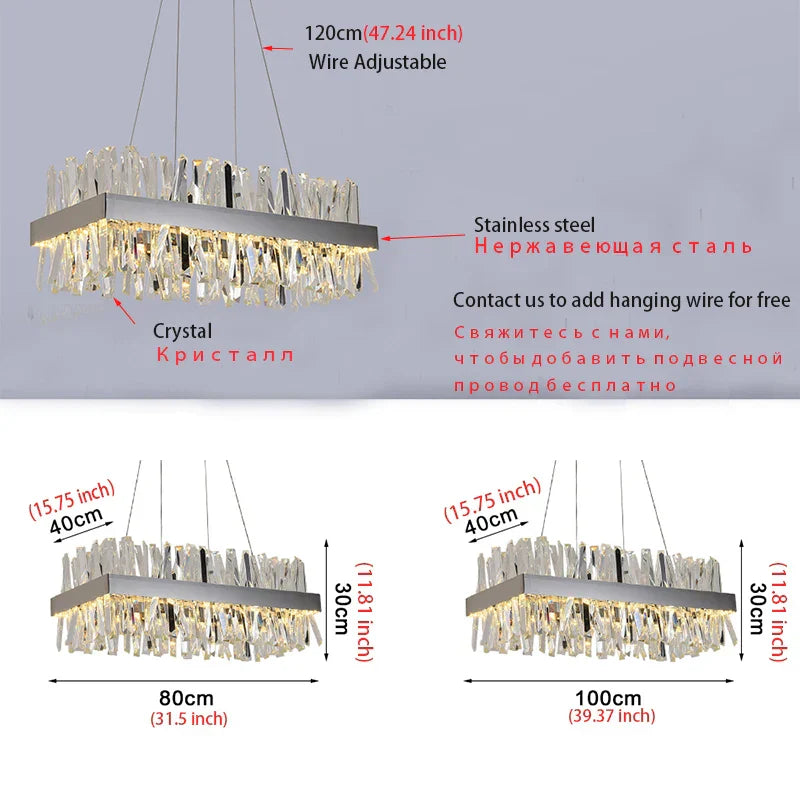 Luxury Crystal Hanging Chandelier for Dining Room and Kitchen Island – Choose Chrome or Gold Finish