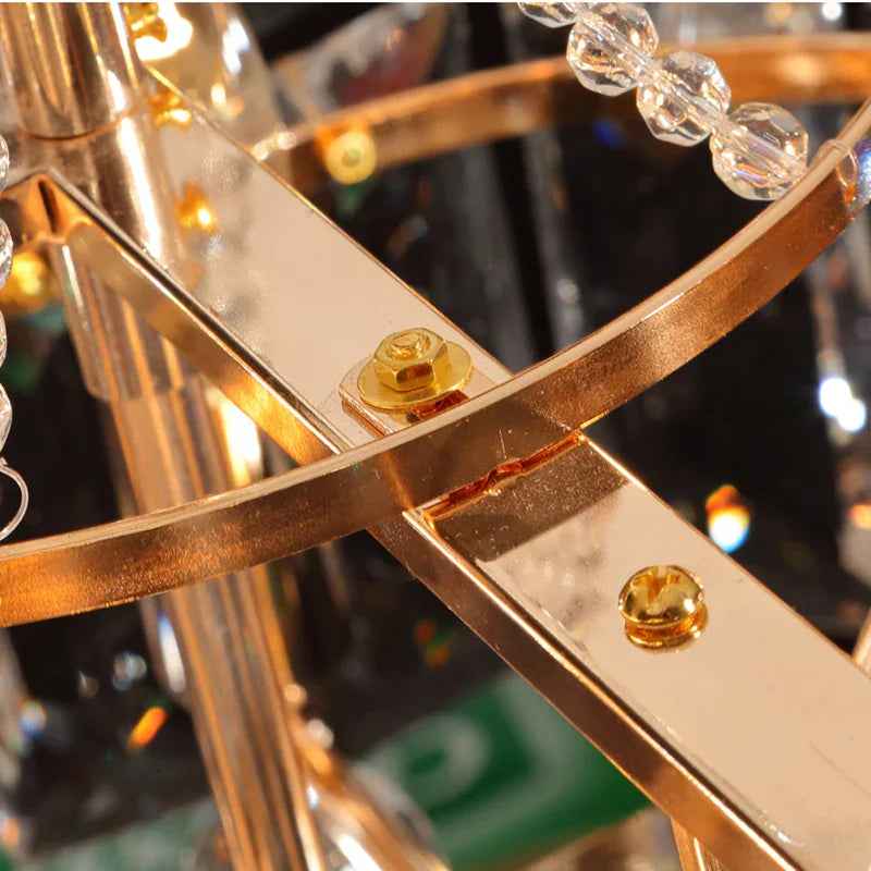 Contemporary LED Crystal Chandelier - Illuminate Your Living Room with Elegant Round and Rectangle Golden Indoor Lighting