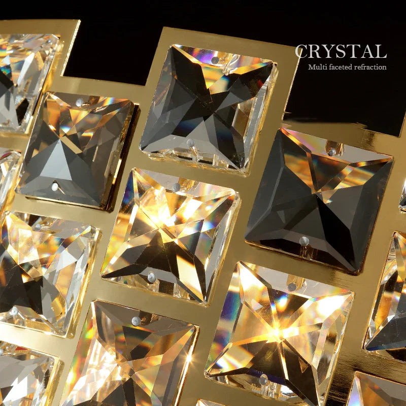 Nordic Golden Modern LED Ceiling chandelier Dining Room Decoration Lamp Square, Round Crystal Lamp
