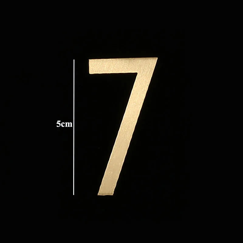 Golden Brass Door Numbers – Custom Decorative Wall Figures for Villas, Hotels, and Dormitories (5cm/7cm)