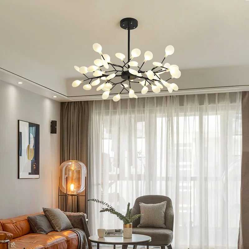 Modern LED Firefly Ceiling Chandelier - Contemporary Tree Branch Pendant Hanging Lamp with G4 LED Bulbs