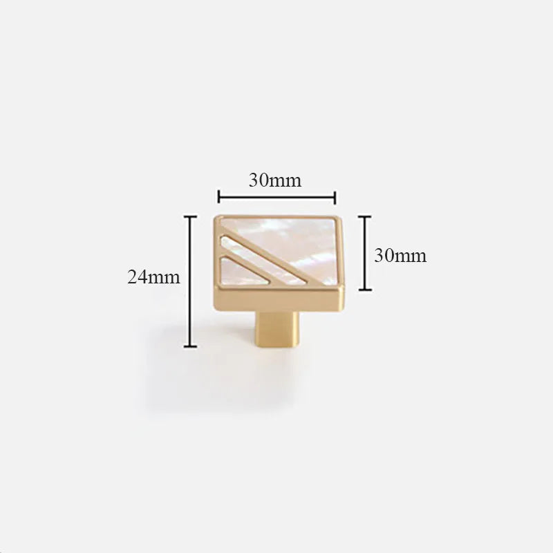Brass Furniture Handle with Natural Shell – Modern Wardrobe, Drawer, and Dresser Knobs
