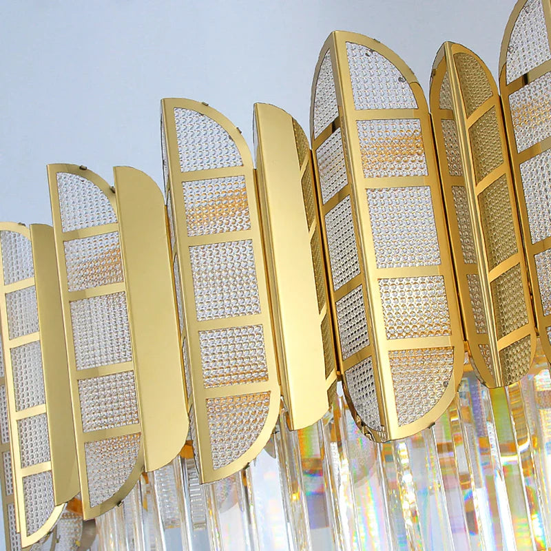 LED Stainless Steel Golden Post-Modern Chandelier - Light Luxury Crystal Elegance for Living Rooms, Bedrooms, and Dining Spaces