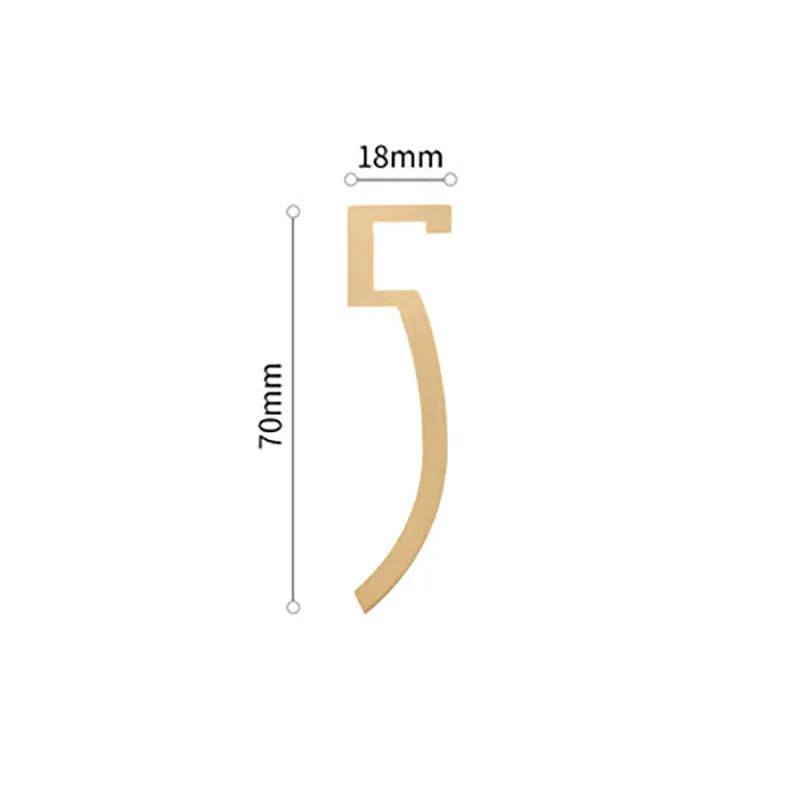 Golden Brass Door Numbers – Custom Decorative Wall Figures for Villas, Hotels, and Dormitories (5cm/7cm)