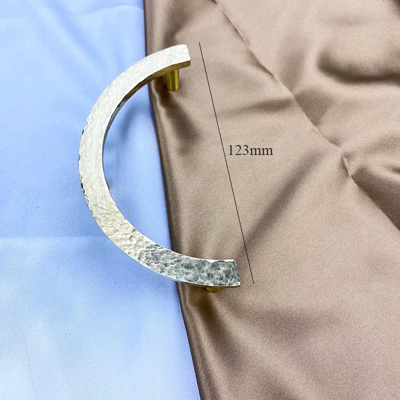 Round Hammered Brass Wardrobe Handles – Modern Knobs for Drawers, Dressers, and Cabinets (Circle & Semi-Circle)