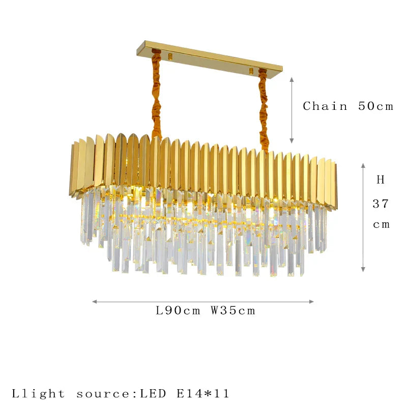Postmodern Round Gold Stainless Steel Crystal LED Chandelier - Contemporary Illumination for Dining Elegance