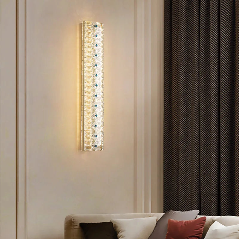 Emma's - Crystal Wall Lamp Light Luxury Strip Decoration TV Drama Background  Lamp Living Room Bedroom Bedside Corridor Aisle  Lamp