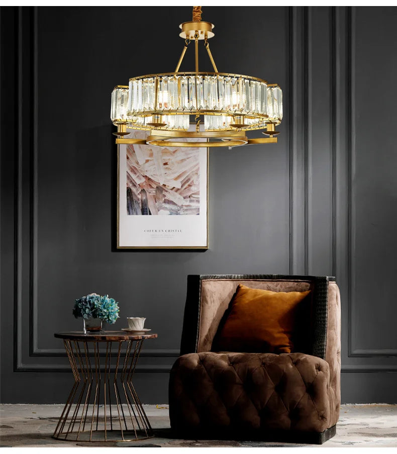 Zoe's K9 Crystal Modern Glass Chandelier - Copper Luxury Hanging Lamp