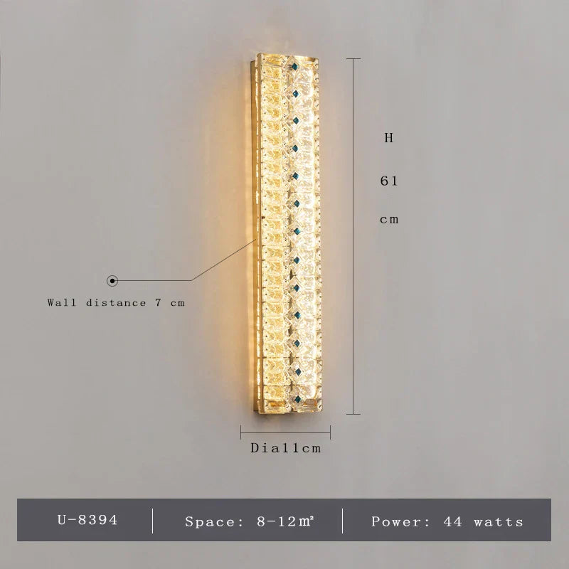 Emma's - Crystal Wall Lamp Light Luxury Strip Decoration TV Drama Background  Lamp Living Room Bedroom Bedside Corridor Aisle  Lamp