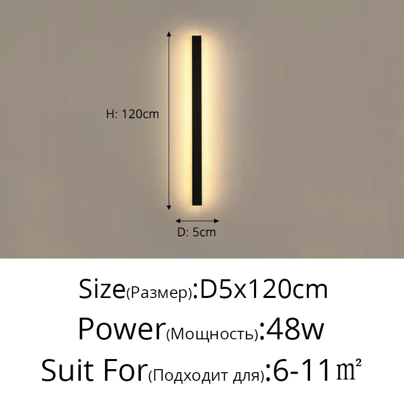 Sleek Outdoor Waterproof Long Strip Wall Lamps - Modern Elegance for Creative Villas, Courtyards, and Indoor LED Lighting