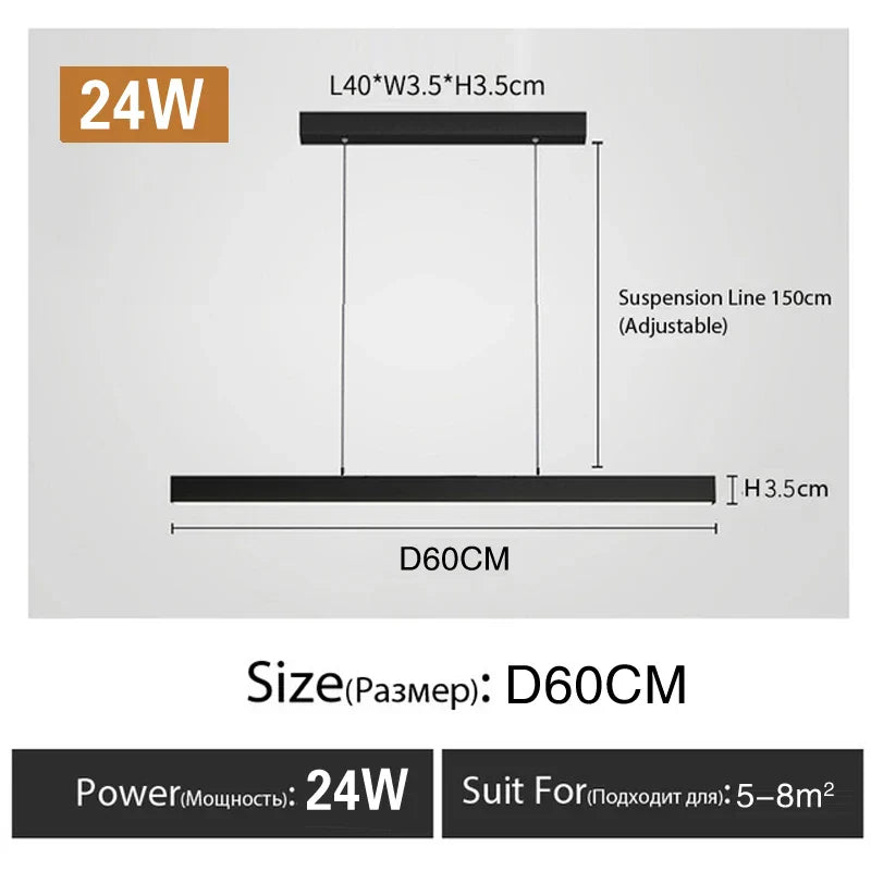 Modern Minimalist LED Chandelier - Perfect for Dining Tables, Cafes, Bars, and Living Room Lighting
