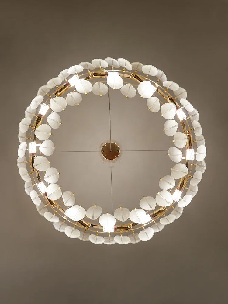 Unique Goose Feather LED Chandelier - Artistic White Glass - Designer Lighting Fixture for Foyer and More
