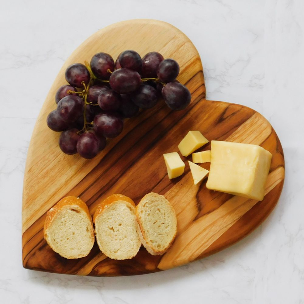 Teak Wood Heart Shaped Serving Board