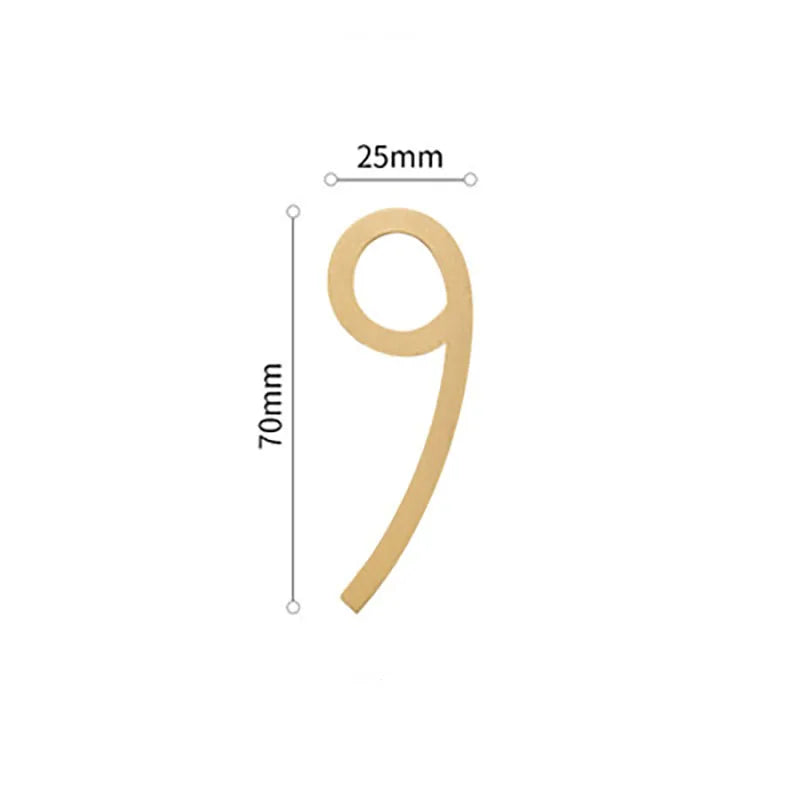 Golden Brass Door Numbers – Custom Decorative Wall Figures for Villas, Hotels, and Dormitories (5cm/7cm)