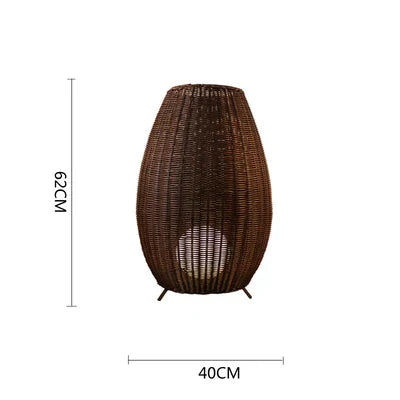 Asian Natural Rattan Floor Lamp - Versatile Indoor and Outdoor Lighting for Living Spaces