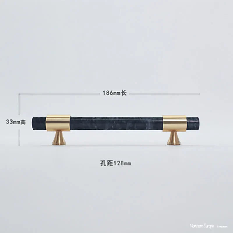 Natural Stone Cabinet Handles – Brass and Marble Wardrobe Knobs for Nordic Furniture