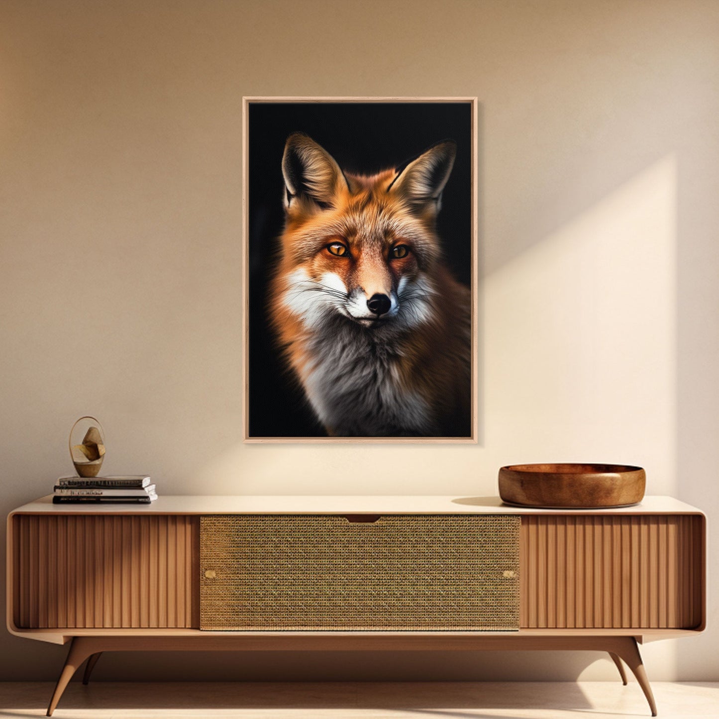 Portrait of a Red Fox, Framed Canvas Print, Framed Wall Art, Fox Photography, Wild Life Art
