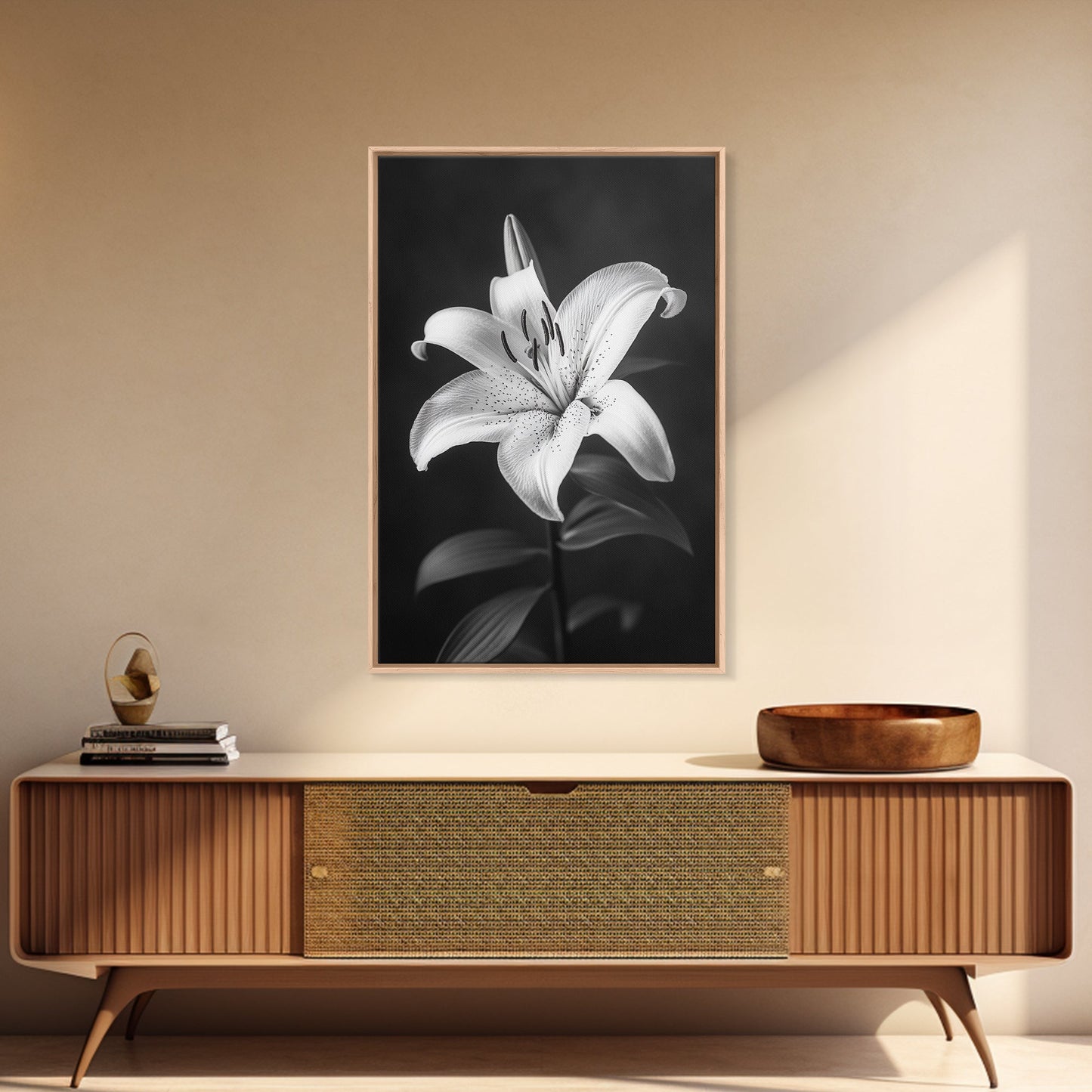 Elegant Lily, Black and White, Floral Beauty, Canvas Print, Botanical Wall Art, Minimalist Art, Bedroom Wall Decor, Nature Photography
