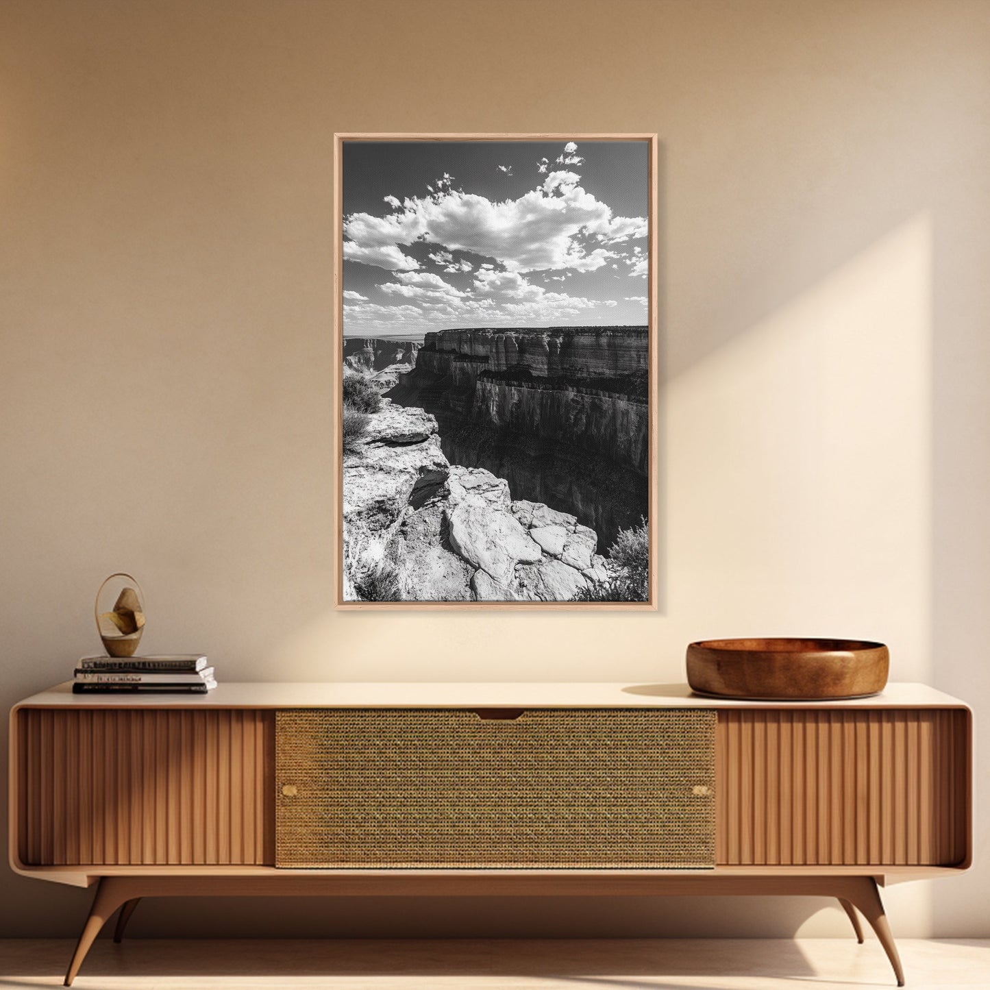 Grand Canyon, Desert, Clouds, Depth - Epic canyon view, Canvas Print, adventurous living room centerpiece, nature-inspired wall art