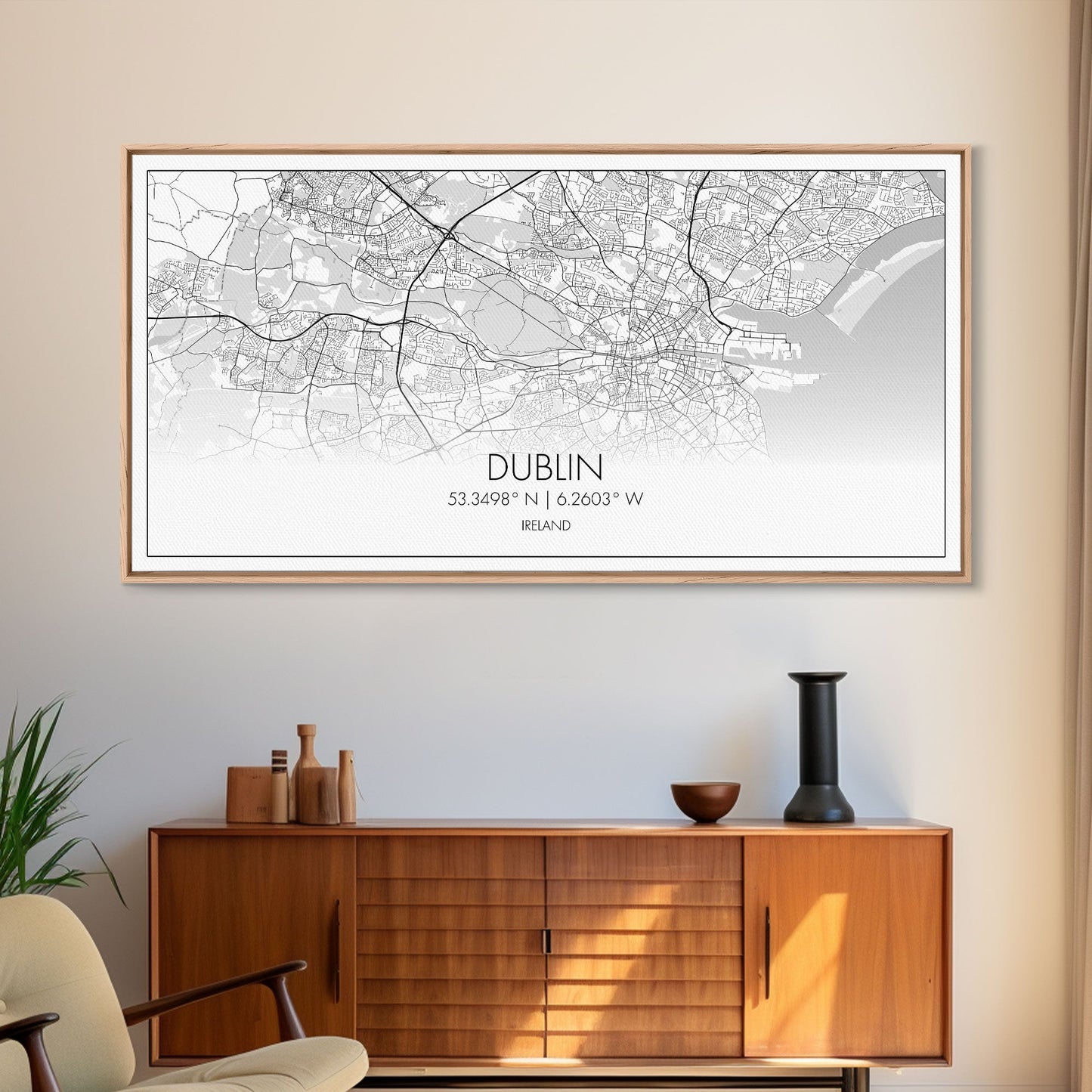 Dublin Street Map, Ireland Map, Map Art, Minimalist Art, Wall Art, Canvas Art, Game Room Décor, Man Cave Wall Décor, Industrial Décor
