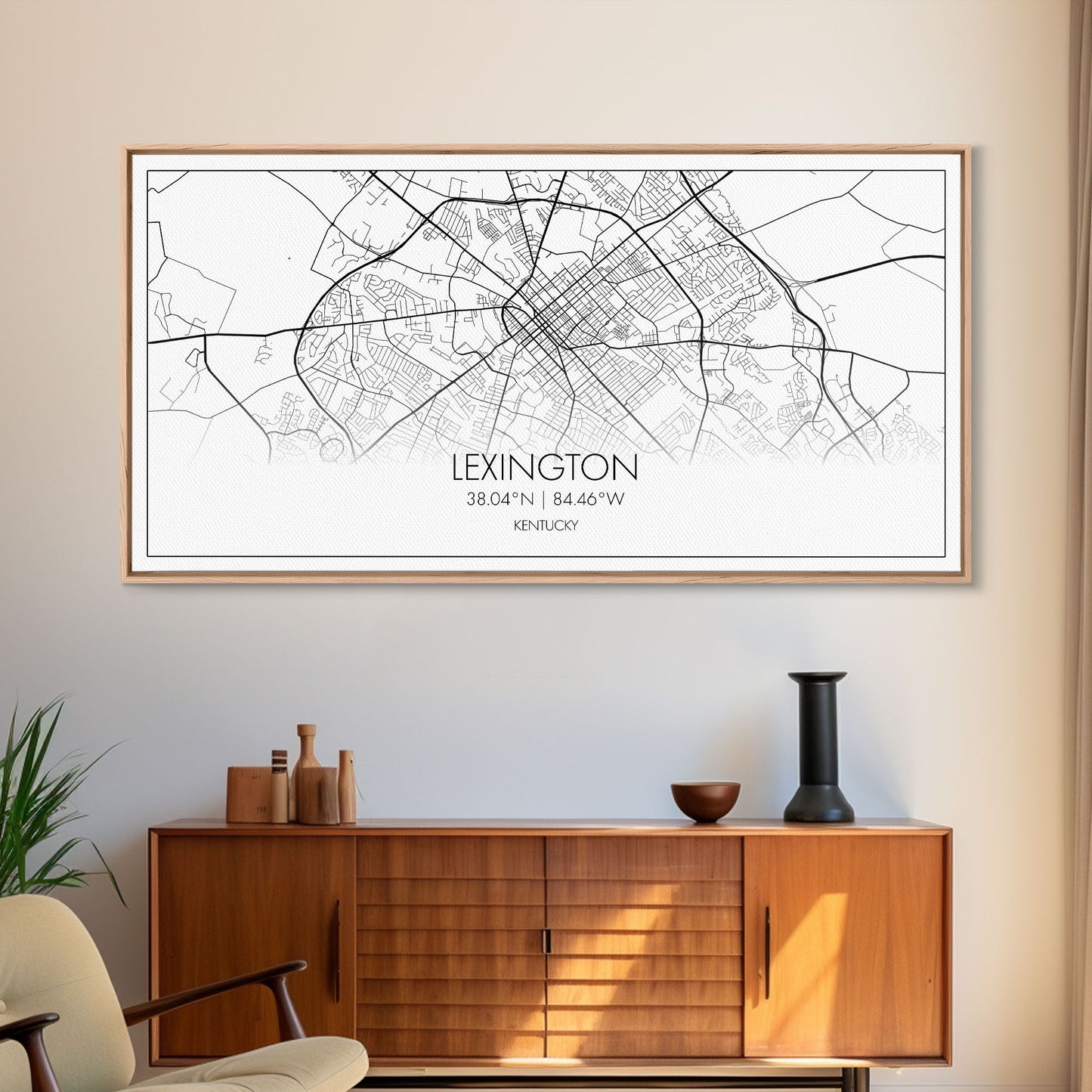 Lexington City Map, Kentucky Map, Map Art, Modern Art, Wall Art, Canvas Art, Dorm Room Decor, Country Wall Art, Housewarming Gift, Prints