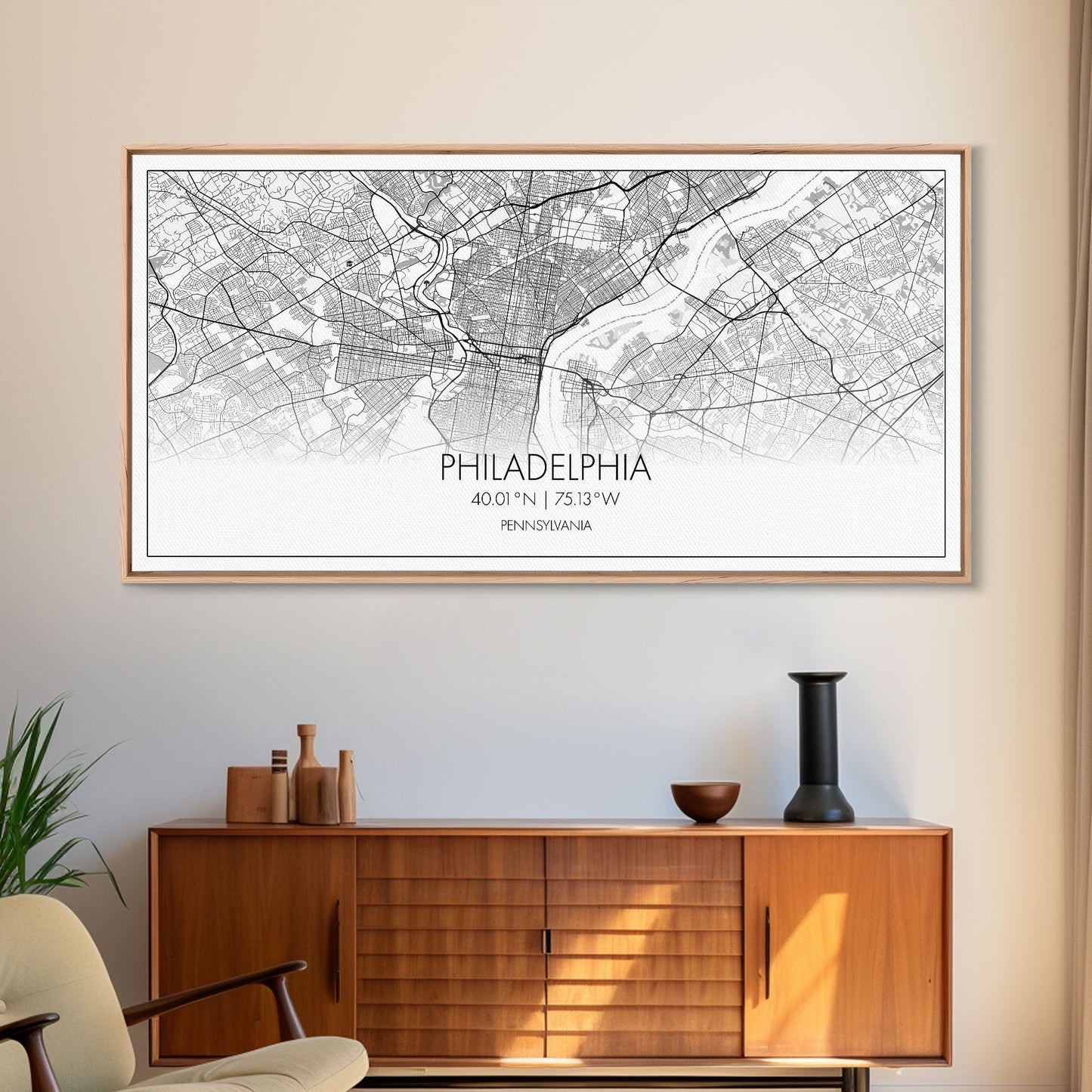 Philadelphia City Map, Pennsylvania Art, Map Print, Minimalist Wall Art, Wall Art, Canvas Art, Gift For The Home, Bedroom Wall Art, Office