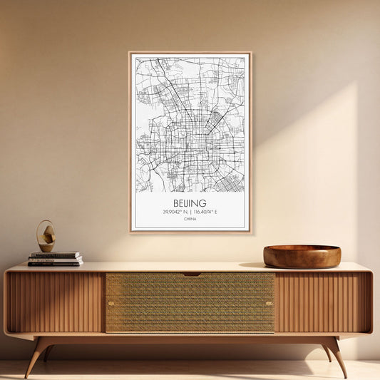Beijing Street Map, China Map, Asian City Map Art, Modern Home Décor, Wall Art, Canvas Print, Canvas Wall Art, Travel Art, Cottagecore Décor